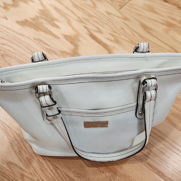 Nine West White Structured Tote with Silver Hardware - Picture 13 of 17
